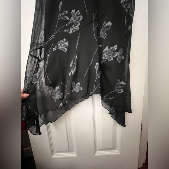 Vintage I.N. San Francisco Black Floral Sleeveless Flutter Midi Dress, Size S - Picture 4 of 5